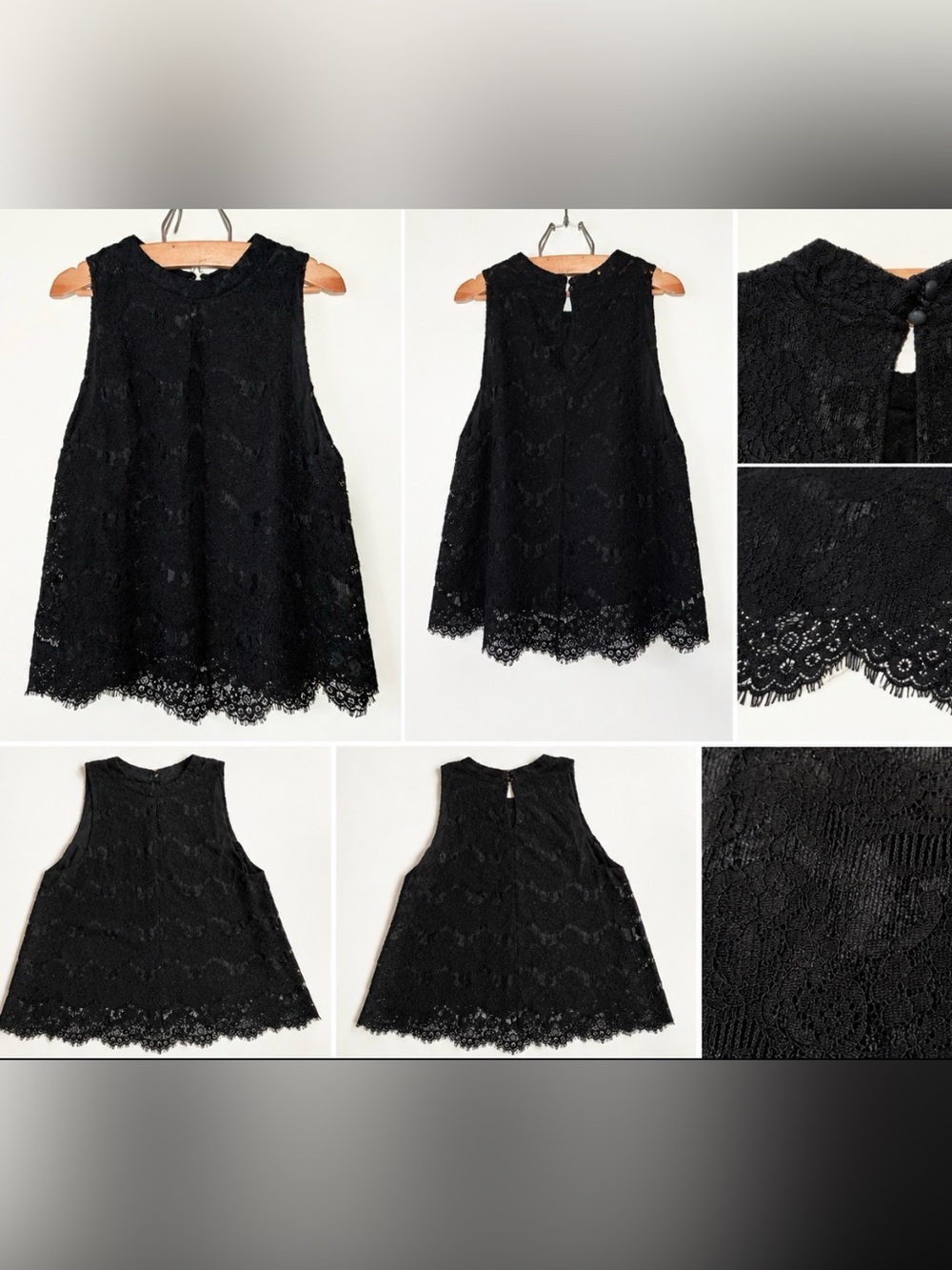 Black Lace Sleeveless Blouse / Tank Top